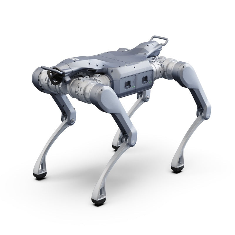 Unitree A2 Standard quadruped robot, three-quarter view on white